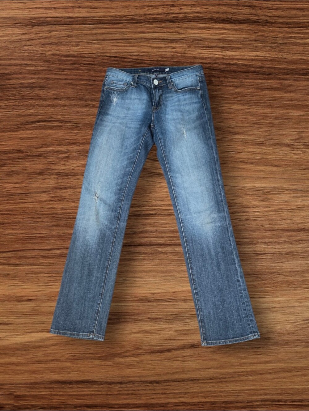 Vigoss London Straight Distressed Faded Low Rise Y2K Straight-Leg Jeans